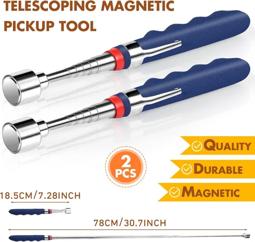 Miniatura 2 de Copkim 2 piezas de 20 libras telescópicas de recogida magnética para pequeñas herramientas de metal que se extiende de 7 a 30 pulgadas, imán Azul
