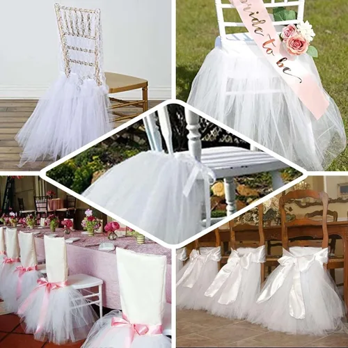 Miniatura 4 de Efavormart - Falda de tul elástica para boda, fiesta, boda, color negro, para banquetes y catering, Negro