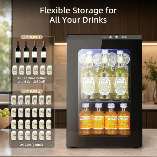 Miniatura 5 de Antarctic Star 18L Mini Fridge Cooler 24Can, Beverage Refrigerator with Quiet Compressor, LED Light,Freestanding Small Fridge with Electronic