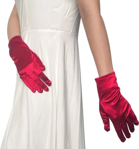 Miniatura 4 de Guantes cortos de ópera de satén, guantes formales de baile o boda para fiesta de té temática de los años 80 y 90 o baile nocturno WG-S-G1