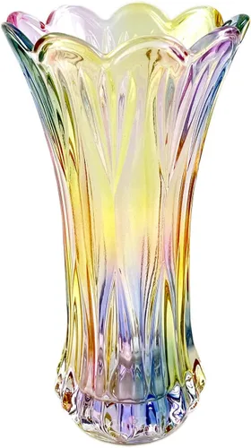 Jarrón de cristal de cristal, florero colorido para decoración del hogar, mesa, decoración de sala de estar, diseño fresco
