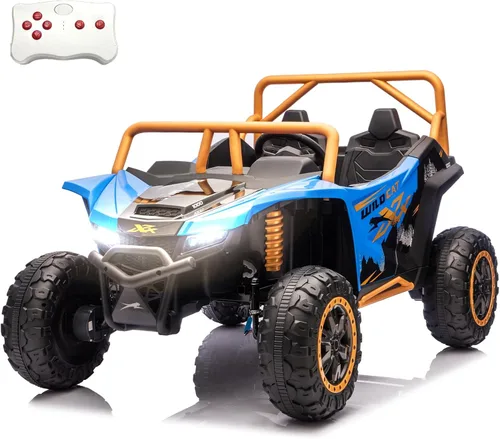 2026 XXXL 24V 4WD 2 plazas UTV todoterreno 4x4 a batería eléctrico de juguete con control remoto para niños y niñas, UTV 4 ruedas con música, Azul