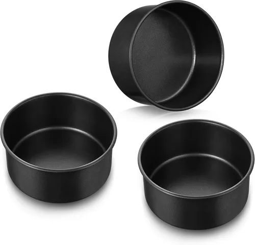 Miniatura 10 de E-far Molde para pasteles de 3 piezas (4/6/8 pulgadas), moldes redondos de acero inoxidable antiadherentes para hornear, moldes de metal