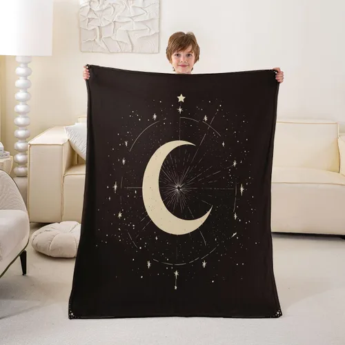 Miniatura 6 de Sun Moon - Manta de franela de forro polar de 40 x 50 pulgadas, para niños, bohemia, exótica, para todas las estaciones, para sofá, sofá, manta