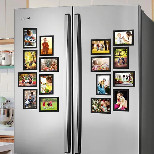 Miniatura 2 de CRUGLA Portarretratos magnéticos de 4 x 6 pulgadas para refrigerador, paquete de 12 unidades, hoja magnética modificada con parte trasera