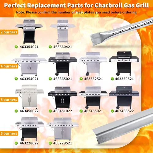 Miniatura 2 de Piezas de repuesto para parrilla Charbroil Performance 4 quemadores 463365021 463365522 463352521, 5 quemadores 463450022 463448021 463451022