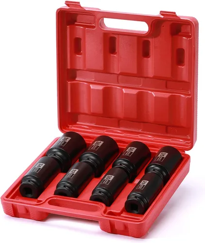Miniatura 6 de EMENTOL Juego de llaves de impacto de tuerca de eje profundo de 1/2 pulgada, CR-MO, 12 puntos, métricos, juego de llaves de impacto profundas-29,30