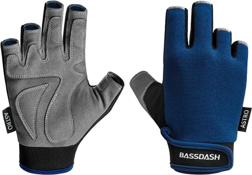 Miniatura 6 de BASSDASH Guantes de pesca Astro para hombres y mujeres, guantes sin dedos para pesca deportiva, kayak, remo, vela, MTB Gris
