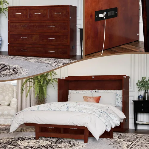 Miniatura 33 de AFI, Northfield Murphy Bed - Baúl de cama Twin XL con colchón de 6", cajón de almacenamiento y cargador USB integrado, ámbar quemado