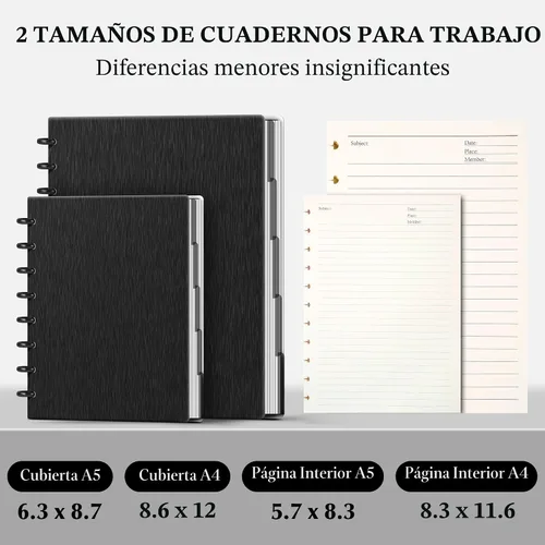 Miniatura 8 de Cuaderno de espiral encuadernado en disco Yoment Personalizable Diario en espiral recargable Cuaderno de 5 asignaturas con páginas removibles 120