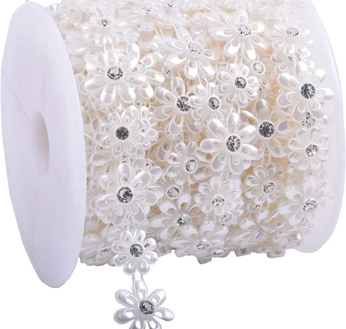 Miniatura 14 de KAOYOO - Cadena con cuentas en forma de flor y diamantes de imitación de 9 metros (10 yardas) para bodas, decoración, bricolaje..