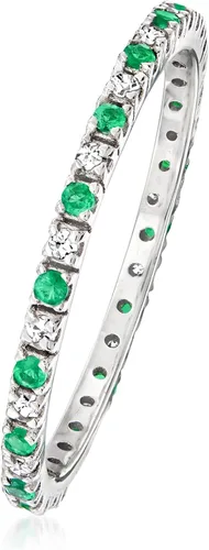 Miniatura 3 de Ross-Simons Anillo de eternidad con piedras preciosas y diamantes en oro blanco de 14 quilates