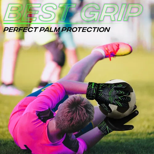 Miniatura 4 de BEAST RAGE Guantes de portero juvenil para niños, niños, niñas, guantes de portero de fútbol antideslizantes palma de látex de 4MM, agarre extra