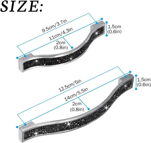 Miniatura 5 de SAVORI Tiradores para Cajones con Manija de Cristal Brillante, para Cajones, Alacena, Armario, Closet, Guardarropa, Puerta de Mueble, Manija Moderna