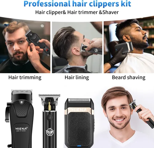 Miniatura 5 de HIENA PRO Juego de cortapelos profesional y kit de recortadora para hombres, cortadora de peluquería inalámbrica, afeitadora eléctrica de barba