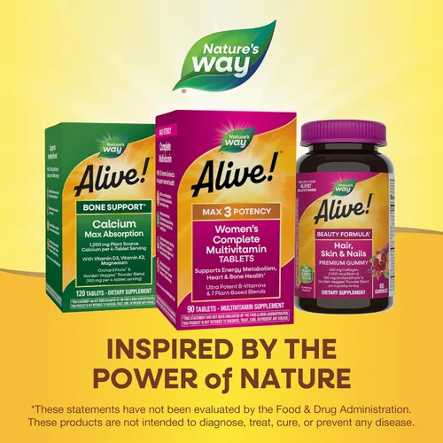 Miniatura 8 de Nature's Way ¡Alive! Max3 Potency Multivitamínico completo para mujer, apoya el metabolismo energético, la salud del corazón y los huesos*