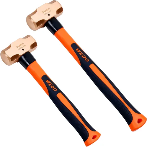 Miniatura 23 de WEDO Juego de martillo de trineo de cobre de 3 piezas, 3 lb+4 lb+5 libras, mango de fibra de vidrio, forja, resistente a la corrosión, estándar DIN