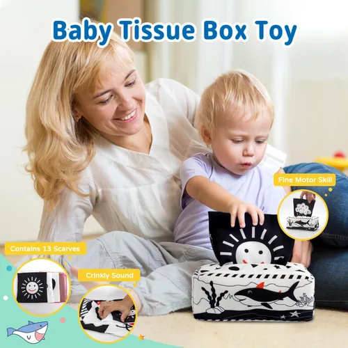 Miniatura 7 de Dulsaera Montessori Toys 7 en 1 Juego educativo de aprendizaje juguetes para recién nacidos, bola de arcoíris, libros blancos y negros para bebés