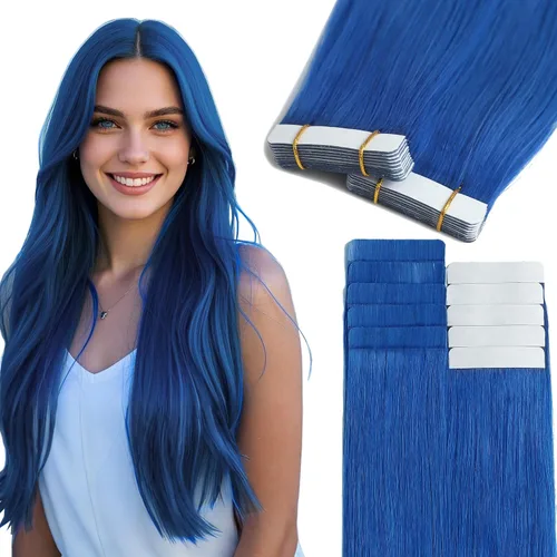 Miniatura 31 de Lacer Extensiones de cabello humano con cinta, cabello humano castaño mezclado con marrón oscuro con raíces de color marrón oscuro, invisible