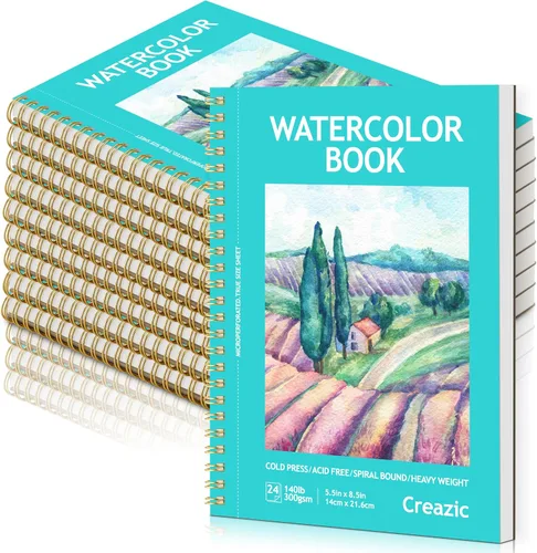 Miniatura 12 de Creazic Bloc de papel de acuarela de 8.5 x 11 pulgadas (140 libras/300 gsm) - Bloc de arte sin ácidos Cuaderno de bocetos pesado prensado en frío