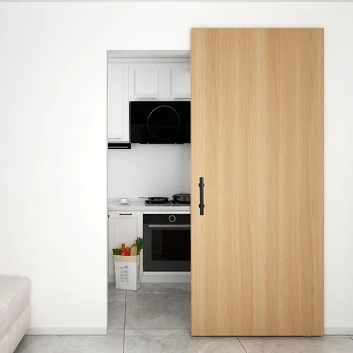 Miniatura 6 de Moderno tirador de puerta corrediza de granero de 9.5 pulgadas con juego de accesorios empotrados, diseño rústico, acabado con recubrimiento