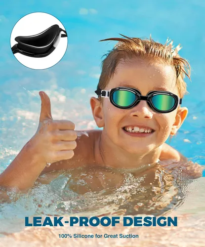 Miniatura 6 de Aegend Gafas de natación polarizadas para niños, gafas de natación antivaho para niños de 6 a 11 años