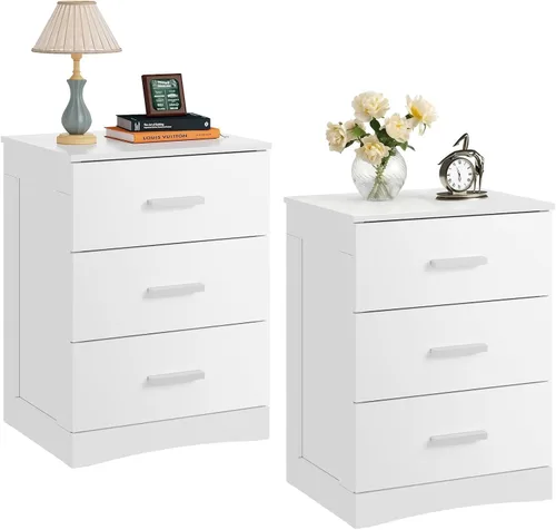 Miniatura 12 de WLIVE Black Night Stand with 3 Drawers, Small Wooden Nightstand, Bed Side Table for Bedroom, Living Room, Dorm, Modern Minimalist Bedside Table