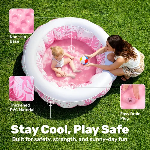 Miniatura 2 de SLOOSH Piscina inflable para niños, piscina de 36 x 11 pulgadas con piso de almohadilla suave para niños y niños pequeños, piscina redonda inflable