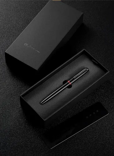 Miniatura 5 de erofa Picasso 916 - Pluma estilográfica de anillo negro y rojo mate con caja de regalo, punta doblada gris oscuro
