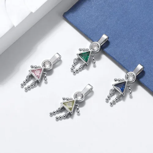 Miniatura 3 de Birthstone Baby Pendants for Mom or Grandma by Ginger Lyne, Kids Birthday Boy or Girl Cubic Zirconia Sterling Silver Charms to Create a Family Tree