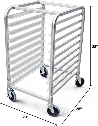 Miniatura 10 de New Star Foodservice 36510 Estante para Bandejas/Moldes para Bollos de Aluminio de Grado Comercial de 10 Niveles, 26" L x 20" A x 38" Al con Ruedas