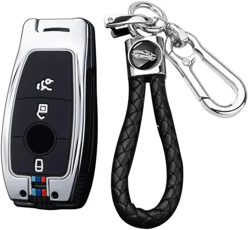 Miniatura 8 de Funda para llaves para Mercedes Benz A C E S CLA CLS GLA GLB Llavero Shell Bolsa Accesorios Protector 3/4 Botones, 3 botones-negro