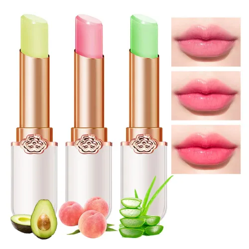 BINGBRUSH Lápiz labial que cambia de color durazno, hidratante de larga duración para el cuidado de los labios, bálsamo labial mágico, brillo de