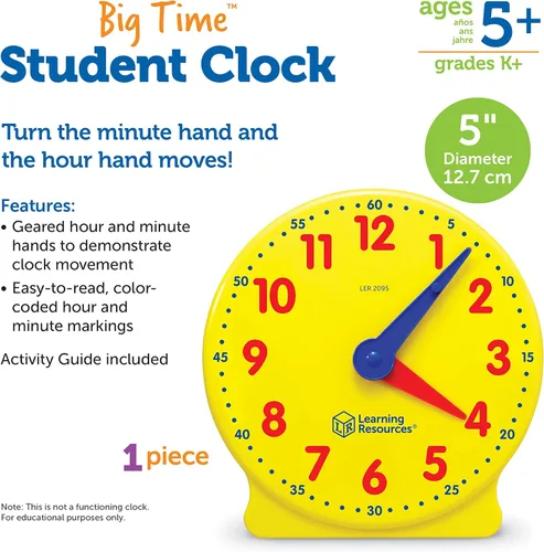 Miniatura 6 de Learning Resources Big Time reloj de estudiante, 12 horas