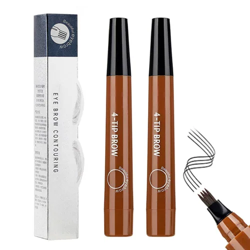 2 bolígrafos de contorno de cejas Microblading, lápiz mágico impermeable 3D para cejas, 4 puntas, lápiz de cejas mágico, de larga duración y a Marrón