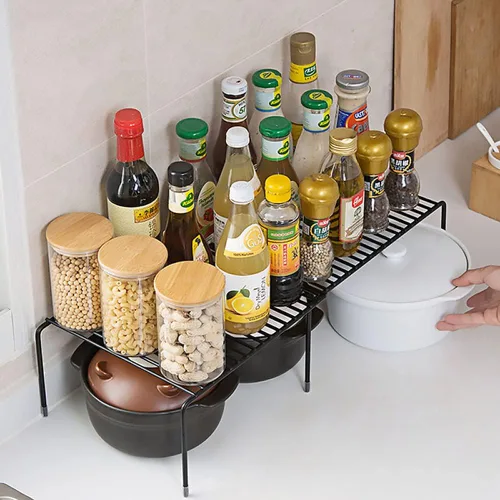 Miniatura 4 de Tomorotec Organizador de estante expandible para encimera de cocina, estante de despensa de gabinete de metal, organizador de especias, ahorro de 1