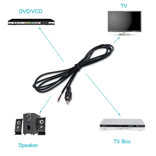 Miniatura 5 de Paquete de 2 cables RCA a cable desnudo, cable de altavoz de 1.0 ft/1 pie a audio macho conector RCA adaptador enchufe para repuesto RCA cable