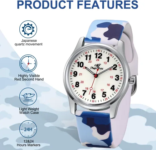 Miniatura 8 de Reloj de enfermera para mujer, relojes impermeables, camuflaje azul, Camuflaje azul, 3-3. Camuflaje azul