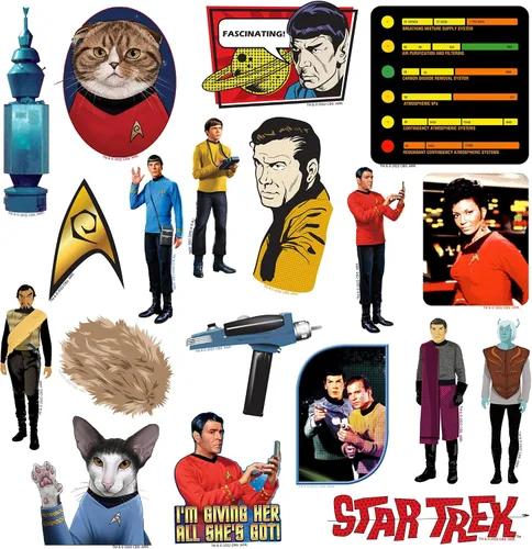 Miniatura 3 de Star Trek The Original Series - Paquete variado de calcomanías de vinilo grandes de lujo de 100 unidades, diseños clásicos troquelados para laptop