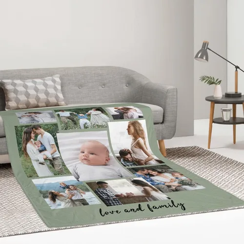 Miniatura 2 de Manta personalizada con texto fotográfico: fabricada en Estados Unidos, collage de fotos, manta personalizada con mis propias imágenes