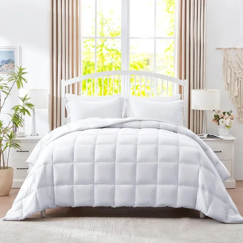 Miniatura 8 de SunStyle Home Juego de edredón de tamaño King – Edredón reversible con costura de caja de 3 piezas, juegos de ropa de cama ligera con 1 edredón