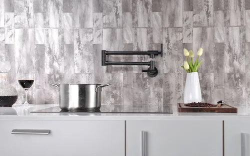 Miniatura 4 de SUMERAIN Grifo de llenado de ollas de montaje en pared, grifo de cocina de bronce aceitado, oscilación de doble articulación y palancas de cierre