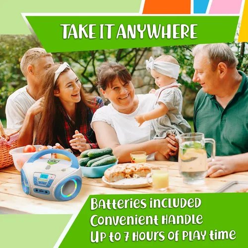 Miniatura 5 de TinyGeeks Tunes Reproductor de CD para niños Boombox - NUEVO 2023 - Radio FM - Baterías incluidas - Linda radio CD blanca con altavoces para niños