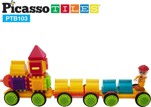 Miniatura 3 de Picasso Toys PTB103 - Bloques con forma de bloque de erizo, juego de azulejos de construcción, juguete de aprendizaje apilable, bloque educativo