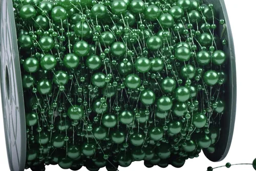 Miniatura 6 de KAOYOO Cadena de 200 pies de cuentas de perlas artificiales, guirnalda de perlas con adorno perlado (Aguamarina AB)