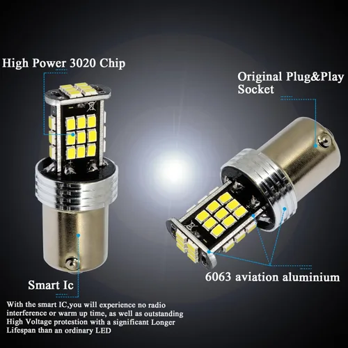 Miniatura 6 de Alla Lighting Bombillas LED de señal de giro BAY15D 1157 superbrillantes 2000 lms 7528 2357 1157 bombilla LED 3020 30-SMD 1157 bombillas LED ámbar