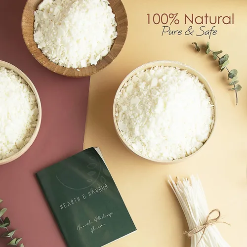 Miniatura 3 de Hearth & Harbor - Cera de soja para hacer velas, cera de soja natural para hacer velas, bolsa de 5 libras con suministros, 100 mechas de vela