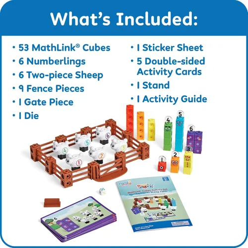 Miniatura 2 de hand2mind Numberblocks Sheep Farm MathLink - Juego de actividades de aprendizaje preescolar, juego de granja, bloques de conteo, juguetes