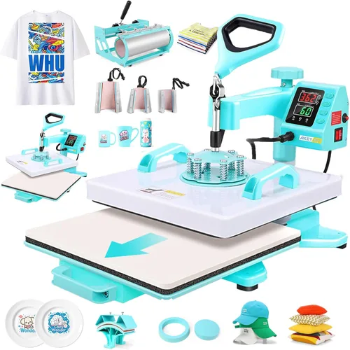 Miniatura 12 de AKEYDIY - Máquina de prensa de calor actualizada 5 en 1 Combo, máquina de prensa de camisa digital multifunción para camisetas de 12 x 15 pulgadas.
