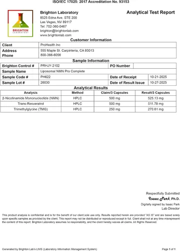Miniatura 7 de Liposomal NMN Pro Complete (90 Cápsulas) - Liposomal Uthever NMN, Trans-Resveratrol, TMG